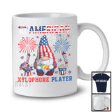 All American Xylophone Player, Proud 4th Of July USA Flag Musical Instruments Gnomes, Patriotic T-Shirt