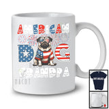 American Dog Grandpa, Humorous 4th Of July American Flag Pug, Fireworks Patriotic Family T-Shirt