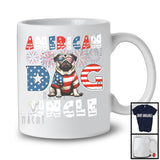 American Dog Uncle, Humorous 4th Of July American Flag Pug Owner, Fireworks Patriotic Family T-Shirt