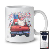 American Flag Chicken On Pickup Truck, Cheerful 4th Of July Fireworks, Farm Animal Farmer Patriotic T-Shirt