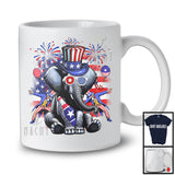 American Flag Elephant Drinking, Joyful 4th Of July Animal Lover, Fireworks Patriotic Group T-Shirt