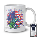 American Flag Iguana Drinking, Joyful 4th Of July Animal Lover, Fireworks Patriotic Group T-Shirt