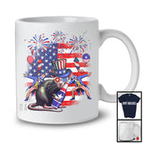American Flag Rat Drinking, Joyful 4th Of July Animal Lover, Fireworks Patriotic Group T-Shirt