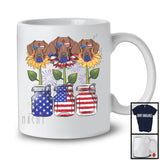 American Flag Sunflower, Amazing 4th Of July Dachshund Owner, Women Patriotic Group T-Shirt