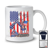 American Flag With Excavator Driver, Awesome 4th Of July USA Fireworks, Patriotic Group T-Shirt