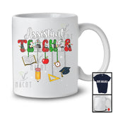 Assistant Teacher; Fantastic Christmas Lights Plaid Santa Teacher Crew Team; Pajama Family Group T-Shirt