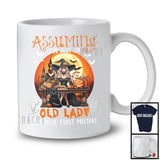 Assuming I'm Just An Old Lady Was Your First Mistake, Humorous Halloween Moon Witch, Black Cat T-Shirt