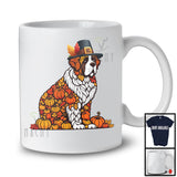 Autumn Pumpkin Pilgrim St. Bernard Shape; Wonderful Thanksgiving Fall Leaves Dog Owner T-Shirt