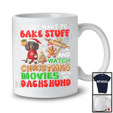 Bake Stuff Watch Christmas Movies With Dachshund; Adorable Snow Gingerbread; Baking Baker T-Shirt