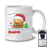 Baking Team; Adorable Christmas Hamburger Santa; X-mas Lights Snowing Baker Group T-Shirt
