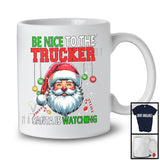 Be Nice To The Trucker; Awesome Christmas Santa Face; X-mas Men Jobs Careers Group T-Shirt