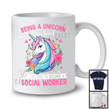 Being A Unicorn Was Hard Become A Social Worker, Lovely Unicorn Lover, Floral Flowers T-Shirt