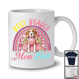 Meilleure maman Beagle de tous les temps, joli t-shirt léopard à carreaux arc-en-ciel pour la fête des mères, groupe familial de fleurs