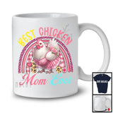 Best Chicken Mom Ever, Lovely Mother's Day Leopard Plaid Rainbow, Flowers Family Group T-Shirt