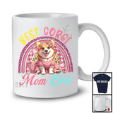 Best Corgi Mom Ever, Lovely Mother's Day Leopard Plaid Rainbow, Flowers Family Group T-Shirt