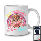 Best Dachshund Mom Ever, Lovely Mother's Day Leopard Plaid Rainbow, Flowers Family Group T-Shirt