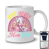 Best Horse Mom Ever, Lovely Mother's Day Leopard Plaid Rainbow, Flowers Family Group T-Shirt