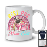 Best Pug Mom Ever, Lovely Mother's Day Leopard Plaid Rainbow, Flowers Family Group T-Shirt