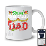 Blessed To Be Called Dad; Cheerful Christmas Red Plaid Dad Snowing; X-mas Family Group T-Shirt