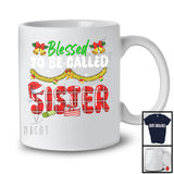 Blessed To Be Called Sister; Cheerful Christmas Red Plaid Sister Snowing; X-mas Family Group T-Shirt
