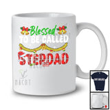 Blessed To Be Called Stepdad; Cheerful Christmas Red Plaid Stepdad Snowing; X-mas Family Group T-Shirt
