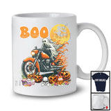 Boo Ghost Riding Motorcycle Pumpkin, Horror Halloween Construction Truck Driver, Family Group T-Shirt