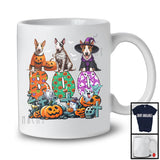 Boo; Spooky Halloween Three Pumpkin Mummy Witch Bull Terriers Owner; Family Group T-Shirt