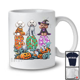 Boo; Spooky Halloween Three Pumpkin Mummy Witch Poodles Owner; Family Group T-Shirt