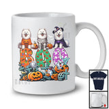 Boo; Spooky Halloween Three Pumpkin Mummy Witch Samoyeds Owner; Family Group T-Shirt