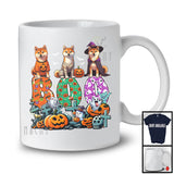 Boo; Spooky Halloween Three Pumpkin Mummy Witch Shiba Inus Owner; Family Group T-Shirt