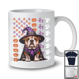 Bulldog Witch On American Flag, Adorable Halloween Pumpkin Paws, Patriotic Group T-Shirt