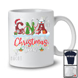 CNA Christmas Crew; Wonderful X-mas Lights Santa Red Green Plaid; Nursing Nurse Group T-Shirt