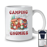 Camping With My Gnomies; Fantastic Christmas Red Plaid Couple Gnomes; Family Group T-Shirt