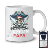 Captain Papa; Horror Halloween Costume Skull Pirate Lover; Matching Family Group T-Shirt