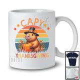 Capy Thanksgiving; Happy Thanksgiving Capybara Animal Fall Pumpkin Leaves; Vintage Retro T-Shirt