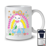 Cat Squad, Adorable Flowers Floral Rainbow, Matching Women Girls Animal Kitten Lover T-Shirt