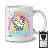 Chicken Squad, Adorable Flowers Floral Rainbow, Matching Women Girls Animal Farmer Lover T-Shirt