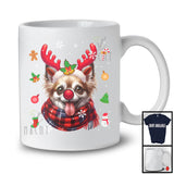Chihuahua Reindeer; Humorous Christmas Plaid Reindeer Face Snow Around; X-mas Family Group T-Shirt