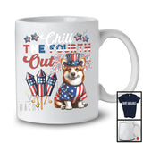Chill The Fourth Out, Lovely 4th Of July American Flag Corgi Fireworks, Proud Patriotic T-Shirt
