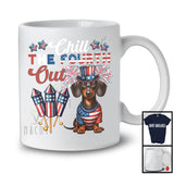 Chill The Fourth Out, Lovely 4th Of July American Flag Dachshund Fireworks, Proud Patriotic T-Shirt