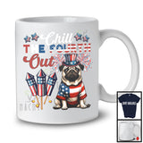 Chill The Fourth Out, Lovely 4th Of July American Flag Pug Fireworks, Proud Patriotic T-Shirt