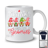 Chillin' With My Gnomies; Amusing Christmas Four Gnomes Snowing; Gnomies Family Group T-Shirt