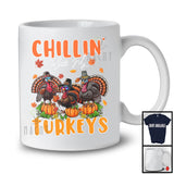 Chillin' With My Turkeys; Wonderful Thanksgiving Fall Pumpkin Three Turkeys; Family Group T-Shirt