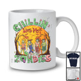Chillin' With My Zombies; Creepy Halloween Costume Girl Zombies Squad Moon; Family Group T-Shirt