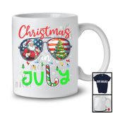 Christmas In July, Awesome Christmas American Flag Glasses, Santa Summer Vacation T-Shirt