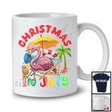 Christmas In July, Lovely Summer Vacation Flamingo Drinking Sunbath Lover, Family Group T-Shirt
