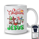 Christmas It's All About Jesus; Awesome Christmas Cross Plaid Gnome; Matching Family Lover T-Shirt