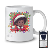 Christmas Lights Santa American Africa Afro Boy; Lovely X-mas Black African; Afro Family T-Shirt