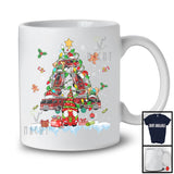 Christmas Tree Lights Firefighter Truck With Gnome, Cheerful X-mas Snowing Gnomies, Family Group T-Shirt