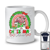 Christmas Vibes; Awesome X-mas Family Flamingo Reindeer Santa; Rainbow Animal Lover T-Shirt